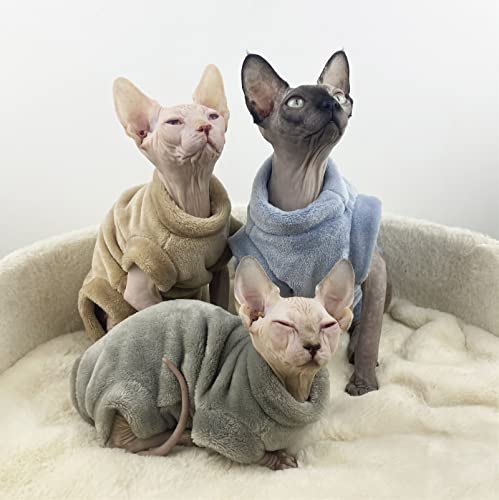 HCCY Sphinx haarlose Katzenkleidung Flanell Winter warme vierbeinige deutsche Katzenkleidung,grau,XL von HCCY