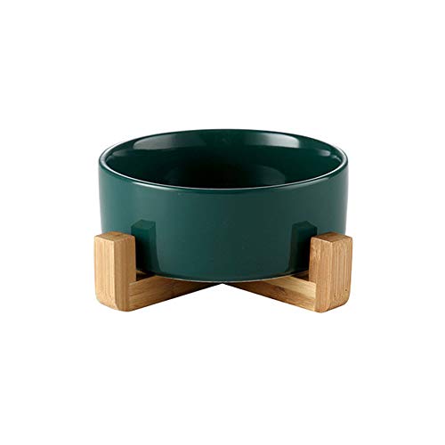Grün Keramik Hundenapf Futternapf Fressnapf Napf für Hund Katzen mit Massivholz Ständer(16cmx7cm) von HCHLQLZ