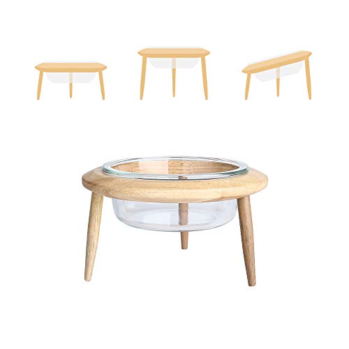Glas hohe Klammer Katzennäpf Höhenverstellbar Hundenapf Futternapf Fressnapf Napf für Hund Katzen mit Massivholz Ständer(3 Installation Methods for Different Height) Klein von HCHLQLZ