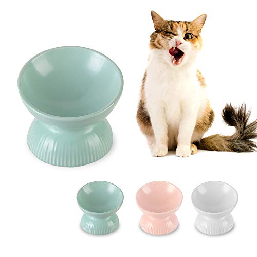 Katzennapf Keramik Futternapf Katze Erhöht - Anti Erbrechen Fressnapf Katze mit 15° Neigung Design - 12,3 cm Katzenfutter Napf Katze Klein - Futternäpfe für Katzen Essen Schale - Katzennäpfe - 125 ml von HCHLQLZ