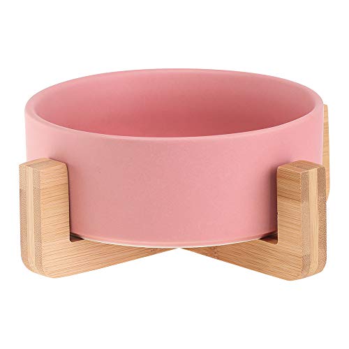 Pink Keramik Hundenapf Futternapf Fressnapf Napf für Hund Katzen mit Massivholz Ständer Pink Keramik Hundenapf Futternapf Fressnapf Napf für Hund Katzen mit Massivholz Ständer von HCHLQLZ