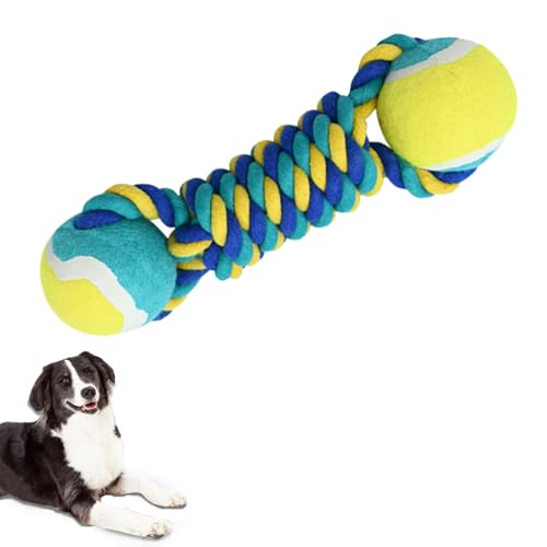 HCHYEY Hundeseilspielzeug, Hundespielzeug mit Tennisbällen für aggressive Kauer - Interaktiver Pet Tug Rope Ball für Training & Förderung der Beziehung, Haustiere Kauspielzeug für kleine, mittelgroße von HCHYEY