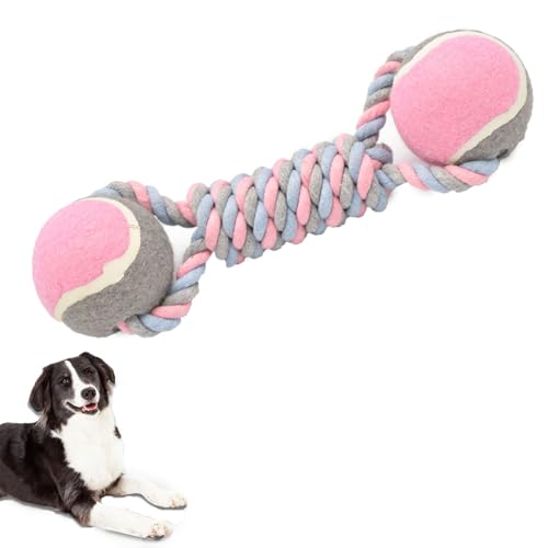 HCHYEY Hundeseilspielzeug, Hundespielzeug mit Tennisbällen für aggressive Kauer - Interaktiver Pet Tug Rope Ball für Training & Förderung der Beziehung, Haustiere Kauspielzeug für kleine, mittelgroße von HCHYEY