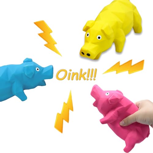 HCHYEY Schwein-Hundespielzeug, 3 Stück, quietschendes Schwein, interaktives Kauspielzeug für Hunde, rautenförmiges Gummi, quietschendes Spielzeug, langlebiges Latex-Spielzeug für kleine, mittelgroße von HCHYEY