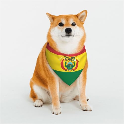 Haustier-Schal, Motiv: Flagge von Bolivien, stilvolles Dreieck, Bandana, Haustierzubehör, waschbares Haustier-Halstuch für Mädchen, Jungen, Hunde oder Katzen, Größe L von HCVXBSA