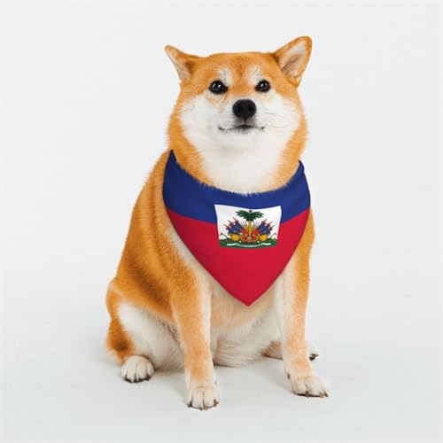 Haustier-Schal mit haitianischer Flagge, stilvolles Dreiecks-Bid-Schal, Bandana, Haustierzubehör, waschbares Haustier-Halstuch für Mädchen, Jungen, Hunde oder Katzen, Größe S von HCVXBSA