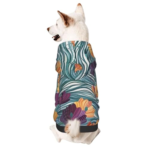 Hunde-Kapuzenpullover für Herbst und Winter, gemütliche Haustierkleidung für Outdoor-Aktivitäten, Wasserpflanzen, Batikdruck, Haustier-Kapuzenpullover Hunde-Kapuzenpullover für Herbst und Winter, gemütliche Haustierkleidung für Outdoor-Aktivitäten, Wasserpflanzen, Batikdruck, Haustier-Kapuzenpullover von HCVXBSA