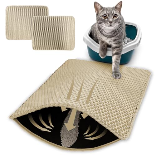 HCY&WLD Katzenklo Matte, doppellagig, Wabenmuster, wasserdicht, urinfest, rutschfest, weniger Abfall, leicht zu reinigen, Katzentoilettenmatte, Kitty-Innenbedarf, Khaki, 76,2 x 55,9 cm, 2 Stück HCY&WLD Katzenklo Matte, doppellagig, Wabenmuster, wasserdicht, urinfest, rutschfest, weniger Abfall, leicht zu reinigen, Katzentoilettenmatte, Kitty-Innenbedarf, Khaki, 76,2 x 55,9 cm, 2 Stück von HCY&WLD