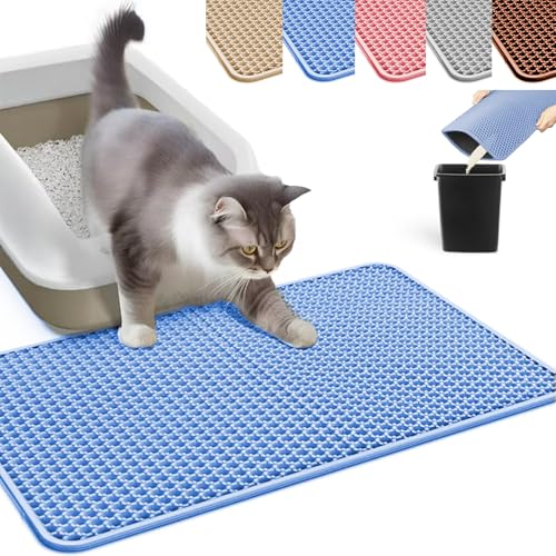 HCY&WLD Katzenstreu-Matte, Waben, doppellagig, wasserdicht, urinfest, rutschfest, Streukontrolle, weniger Abfall, einfacher zu reinigen, Blau, 61 x 45,7 cm HCY&WLD Katzenstreu-Matte, Waben, doppellagig, wasserdicht, urinfest, rutschfest, Streukontrolle, weniger Abfall, einfacher zu reinigen, Blau, 61 x 45,7 cm von HCY&WLD
