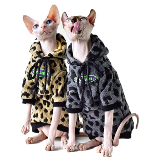Cat Cotton Camouflage Hooded Sweater Bequeme Katzenkleidung für Sphynx-Nacktkatze Siamesische Britisch Kurzhaar,Blau,L von HCYD