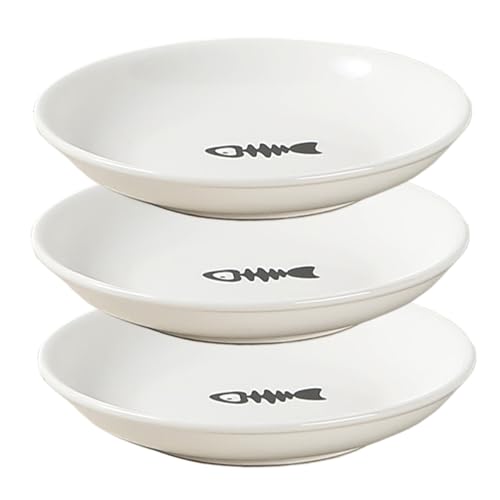 Keramikkatze Schüssel, 3pcs 6-Zoll-Katzenfutterschale, Anti-Whisker-Müdigkeit, ruhige Flache Lebensmittelschale mit Nicht rutschfestem Silikonboden für kleine Hunde Kätzer Keramikkatze Schüssel, 3pcs 6-Zoll-Katzenfutterschale, Anti-Whisker-Müdigkeit, ruhige Flache Lebensmittelschale mit Nicht rutschfestem Silikonboden für kleine Hunde Kätzer von HDBHSBE