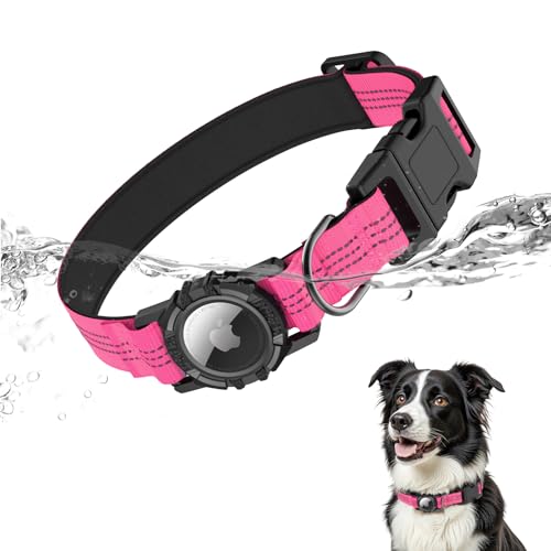 HDDTTZ AirTag Hundehalsband, IP68 wasserdicht, integrierte Air-Tag-Hundehalsbänder mit reflektierenden, ultra-langlebigen, bequemen gepolsterten, strapazierfähigen Hundehalsbändern für kleine von HDDTTZ