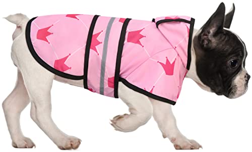 HDE Hunde-Regenmantel mit Kapuze, Zupfponcho, für kleine bis mittelgroße Hunde und Welpen, Prinzessin – M von HDE