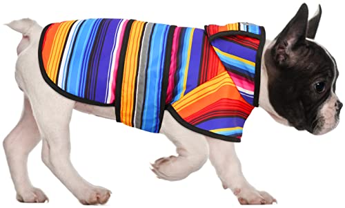 HDE Hunde-Regenmantel mit Kapuze, Zupfponcho für kleine bis große Hunde und Welpen, Baja-Streifen – M von HDE