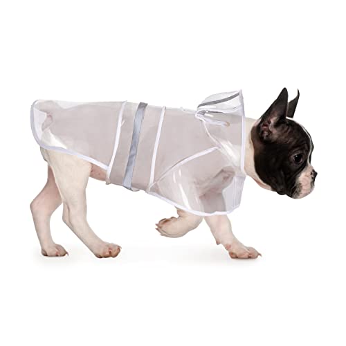 HDE Hunde-Regenmantel mit Kapuze, für kleine bis XL-Hunde und Welpen, transparent, Größe M von HDE