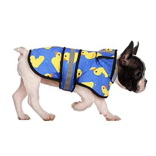HDE Hunde-Regenmantel mit Kapuze für kleine bis große Hunde und Welpen (Gummienten, klein) von HDE