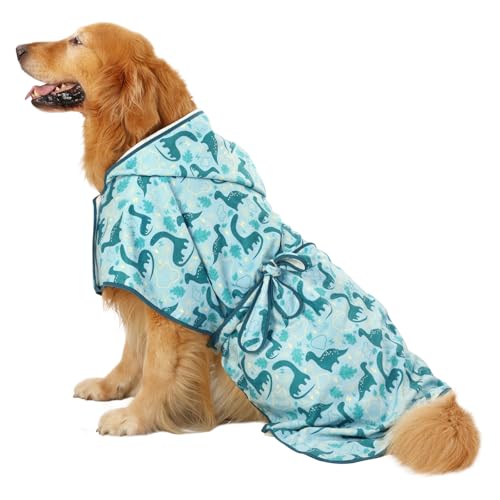 HDE Hundebademantel, super saugfähig, schnell trocknend, Handtuch mit Kapuze, für alle Hunderassen, Größen S-XXL - Dinosaurier - XL HDE Hundebademantel, super saugfähig, schnell trocknend, Handtuch mit Kapuze, für alle Hunderassen, Größen S-XXL - Dinosaurier - XL von HDE