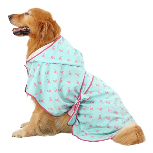 HDE Hundebademantel, super saugfähig, schnell trocknend, Handtuch mit Kapuze, für alle Hunderassen, Größen S-XXL - Flamingos - L HDE Hundebademantel, super saugfähig, schnell trocknend, Handtuch mit Kapuze, für alle Hunderassen, Größen S-XXL - Flamingos - L von HDE