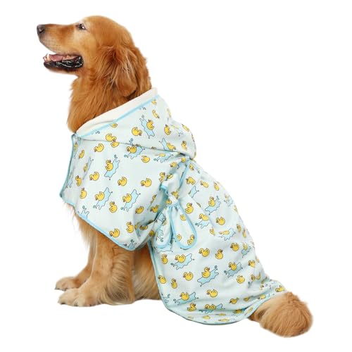 HDE Hundebademantel, super saugfähig, schnell trocknend, Handtuch mit Kapuze, für alle Hunderassen, Größen S-XXL – Gummienten-Pfützen – XXL HDE Hundebademantel, super saugfähig, schnell trocknend, Handtuch mit Kapuze, für alle Hunderassen, Größen S-XXL – Gummienten-Pfützen – XXL von HDE