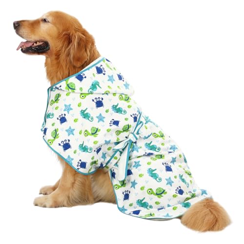 HDE Hundebademantel, super saugfähig, schnell trocknend, Handtuch mit Kapuze, für alle Hunderassen, Größen S-XXL - Meerestiere - XL HDE Hundebademantel, super saugfähig, schnell trocknend, Handtuch mit Kapuze, für alle Hunderassen, Größen S-XXL - Meerestiere - XL von HDE