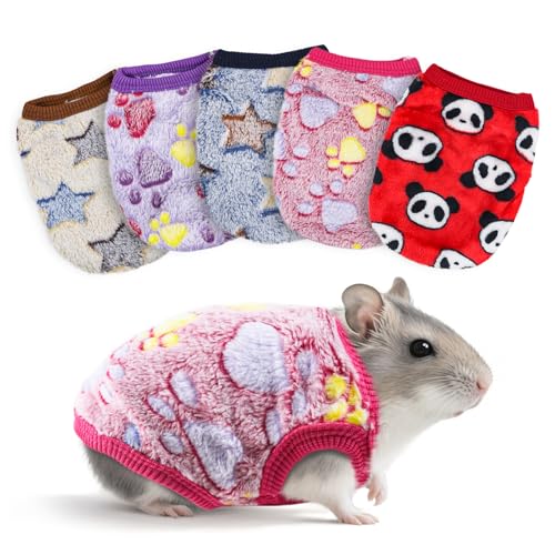 XXS Kleintierkleidung - 5 Stück Hasen- und Meerschweinchen-Outfits, warme Weste und weiches T-Shirt-Kostüm für Kaninchen, Frettchen, Chihuahua-Welpen, Mini-Hunde und andere kleine Haustiere von HDFCLUP