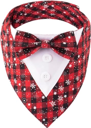HDGDT Hunde-Smoking-Bandana, rotes Karomuster, Smoking mit Fliege, verstellbares Hunde-Weihnachts-Kostüm, Weihnachtskleidung für kleine, mittelgroße und große Hunde HDGDT Hunde-Smoking-Bandana, rotes Karomuster, Smoking mit Fliege, verstellbares Hunde-Weihnachts-Kostüm, Weihnachtskleidung für kleine, mittelgroße und große Hunde von HDGDT