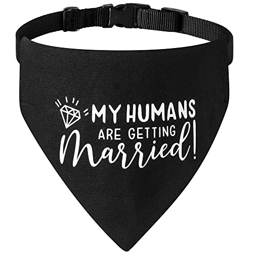 My Humans Are Getting Married Hundehalstuch, Verlobung, Hundehalstuch, Haustier-Schal, Verlobungsfoto, Hochzeit, Hundehalstuch mit verstellbaren Halsbändern für kleine, Haustier (groß, schwarz) von HDGDT