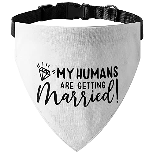My Humans Engagement Hundeschal, Hochzeits-Haustier-Halstuch mit verstellbaren Halsbändern für kleine bis große Hunde und Katzen (groß, Weiß) von HDGDT