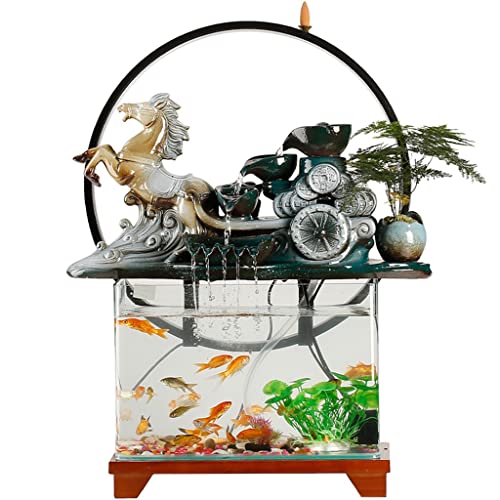 Fließende Wasserdekoration Landschaft Aquarium Brunnen Wohnzimmer Wasserfall Büro Dekoration Einweihungsgeschenk (Color : A, Size : 50 * 22 * 63cm) von HDGTDR3SS2865SSSSTT