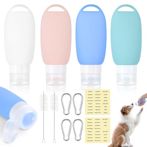 4 Stück 90ml Futtertube zum Befüllen Hund, Silikon Reiseflaschen mit Karabiner, Wiederverwendbar Befüllbare Tuben für Hunde mit Bürsten und Aufklebern für Haustier 4 Stück 90ml Futtertube zum Befüllen Hund, Silikon Reiseflaschen mit Karabiner, Wiederverwendbar Befüllbare Tuben für Hunde mit Bürsten und Aufklebern für Haustier von HDHGXUJRD