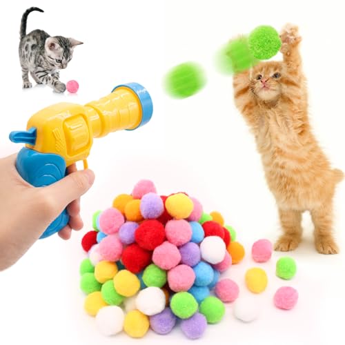 HDKAJL 100 Stück Katzenspielzeug mit Ballwerfer - Interaktives Plüschspielzeug für Katzen mit Trainingsfunktion und Dehnbällen HDKAJL 100 Stück Katzenspielzeug mit Ballwerfer - Interaktives Plüschspielzeug für Katzen mit Trainingsfunktion und Dehnbällen von HDKAJL