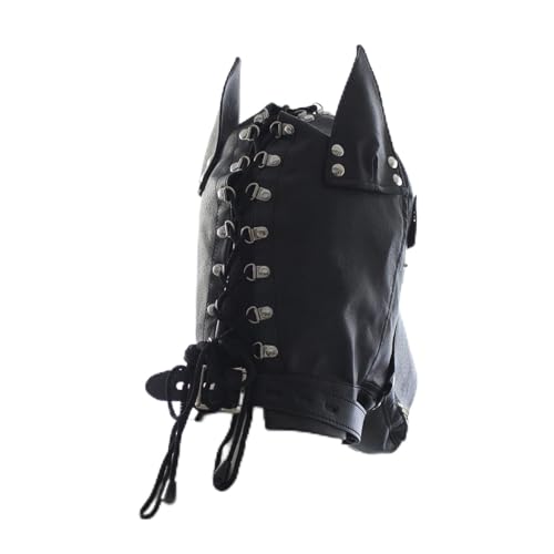 Schwarze PU-Kopfabdeckung mit verstellbarer Krawatte, Sturmhaube, Gesichtsmaske, für Paare, spielen, schwarze Kopfbedeckung, Hundekopfhaube, Kostüm, Hundekopfmaske Schwarze PU-Kopfabdeckung mit verstellbarer Krawatte, Sturmhaube, Gesichtsmaske, für Paare, spielen, schwarze Kopfbedeckung, Hundekopfhaube, Kostüm, Hundekopfmaske von HDKEAN