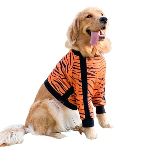 HDKUW Ellenbogenschutz für große Hunde, Genesungsanzug für Hunde, verhindert Lecken von Wunden, Haustier-Shirt mit Netzpolster für mittelgroße und große Hunde, Tiger, Größe 4XL von HDKUW
