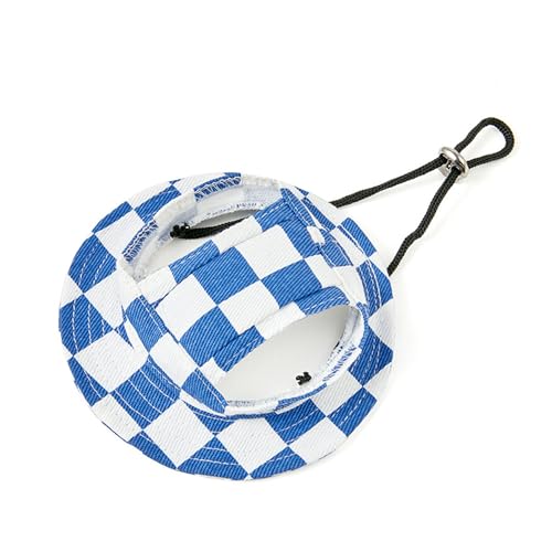 HDKUW Fischerhüte für Hunde, runde Kappe mit Ohrloch, verstellbar, für Outdoor-Reisen, Sonnenschutz, Sporthut für Katzen, kleine, mittelgroße Hunde, blau kariert, Größe M HDKUW Fischerhüte für Hunde, runde Kappe mit Ohrloch, verstellbar, für Outdoor-Reisen, Sonnenschutz, Sporthut für Katzen, kleine, mittelgroße Hunde, blau kariert, Größe M von HDKUW