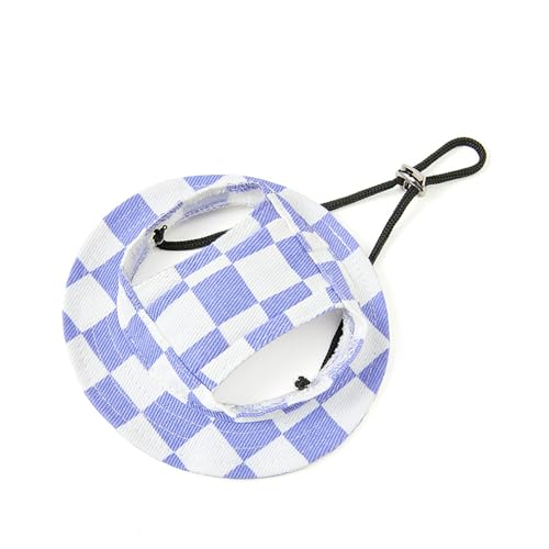HDKUW Fischerhüte für Hunde, runde Kappe mit Ohrloch, verstellbar, für Outdoor-Reisen, Sonnenschutz, Sporthut für Katzen, kleine, mittelgroße Hunde, violett, kariert, Größe L HDKUW Fischerhüte für Hunde, runde Kappe mit Ohrloch, verstellbar, für Outdoor-Reisen, Sonnenschutz, Sporthut für Katzen, kleine, mittelgroße Hunde, violett, kariert, Größe L von HDKUW