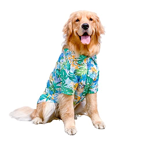 HDKUW Großer Hund Hawaii-Kostüm, Hunde Coole T-Shirts Sommerkleidung, Hawaiihemd für große Hunde, Design für Sommer, Luau-Stil, Strand, Camp, Urlaub, 4XL, Blau von HDKUW