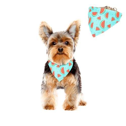HDKUW Halstuch-Halsband für kleine Hunde, lustige Früchte, verstellbar, für kleine und mittelgroße Hunde (Halsumfang 25,4–38,1 cm), Wassermelone von HDKUW