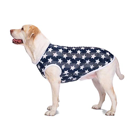 HDKUW Haustierkleidung, Sommer-T-Shirt, kühl, atmungsaktiv, Sonnenschutz, Hundeweste, Kleidung, Outfit für mittelgroße und große Hunde, blauer Stern, Größe 7XL von HDKUW