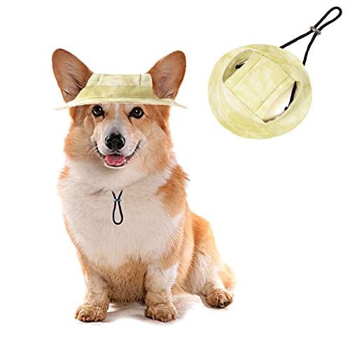 HDKUW Hunde-Eimerhüte, runde Kappe mit Ohrloch, verstellbar, Outdoor-Reisen, Sonnenschutz, Sporthut für Katze, kleine, mittelgroße Hunde, Gelb, L HDKUW Hunde-Eimerhüte, runde Kappe mit Ohrloch, verstellbar, Outdoor-Reisen, Sonnenschutz, Sporthut für Katze, kleine, mittelgroße Hunde, Gelb, L von HDKUW