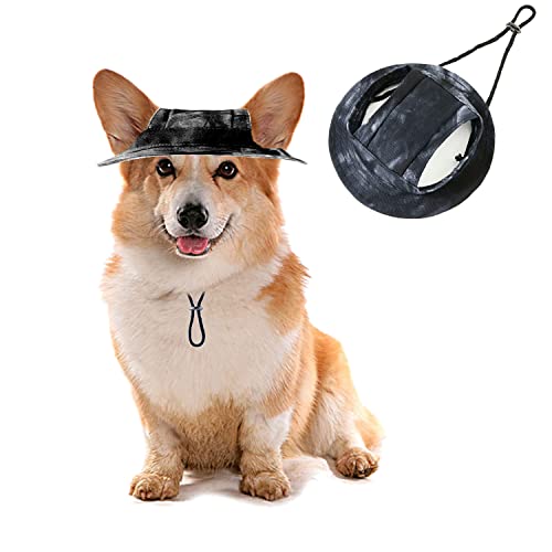 HDKUW Hunde-Eimerhüte, runde Kappe mit Ohrloch, verstellbar, für Outdoor-Reisen, Sonnenschutz, Sporthut für Katzen, kleine, mittelgroße Hunde, Schwarz, Größe L HDKUW Hunde-Eimerhüte, runde Kappe mit Ohrloch, verstellbar, für Outdoor-Reisen, Sonnenschutz, Sporthut für Katzen, kleine, mittelgroße Hunde, Schwarz, Größe L von HDKUW