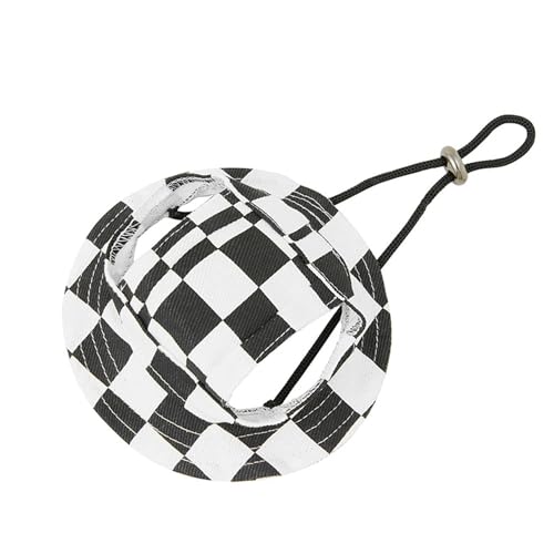 HDKUW Hunde-Eimerhüte, runde Kappe mit Ohrloch, verstellbar, für Outdoor-Reisen, Sonnenschutz, Sporthut für Katzen, kleine, mittelgroße Hunde, schwarz, kariert, Größe L HDKUW Hunde-Eimerhüte, runde Kappe mit Ohrloch, verstellbar, für Outdoor-Reisen, Sonnenschutz, Sporthut für Katzen, kleine, mittelgroße Hunde, schwarz, kariert, Größe L von HDKUW