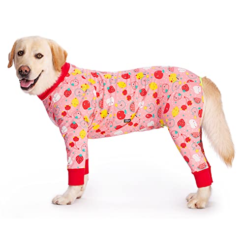 HDKUW Hunde-Einteiler, volle Abdeckung, Anti-Haarausfall-Hunde-Pyjama, weich und bequem, Gelenkschutz für Hunde, warmes Hemd für mittelgroße und große Hunde, rosa Früchte, 38/7XL HDKUW Hunde-Einteiler, volle Abdeckung, Anti-Haarausfall-Hunde-Pyjama, weich und bequem, Gelenkschutz für Hunde, warmes Hemd für mittelgroße und große Hunde, rosa Früchte, 38/7XL von HDKUW