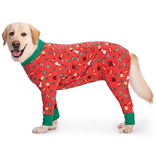 HDKUW Hunde-Einteiler für Hunde, volle Abdeckung, Anti-Haarausfall-Hunde-Pyjama, weich und bequem, Gelenkschutz, Kleidung, warmes Hemd für mittelgroße und große Hunde, rot, Weihnachten, 30/3XL HDKUW Hunde-Einteiler für Hunde, volle Abdeckung, Anti-Haarausfall-Hunde-Pyjama, weich und bequem, Gelenkschutz, Kleidung, warmes Hemd für mittelgroße und große Hunde, rot, Weihnachten, 30/3XL von HDKUW