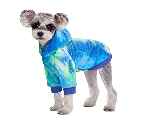 HDKUW Hunde-Kapuzenpullover, Winterkleidung, Haustier-Kapuzenpullover, Hundeoutfit Mantel für kleine, mittelgroße und große Hunde, Grün / Blau, XL von HDKUW