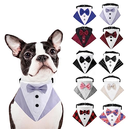 HDKUW Hunde-Smoking, Hochzeits-Banda-Halsband mit Fliege, verstellbares Hunde-Tux, formelle Hundekostüme für kleine, mittelgroße und große Hunde, Lila, M von HDKUW