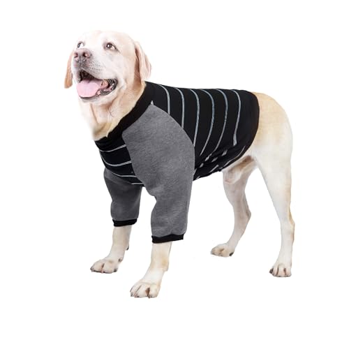 HDKUW Hundeellbogenschutz-Shirt, Hundebein-Genesungsanzug zur Verhinderung von Lecken von Wunden, Hundeshirt mit Mesh-Pad für kleine, mittelgroße und große Hunde, Schwarz, XL von HDKUW