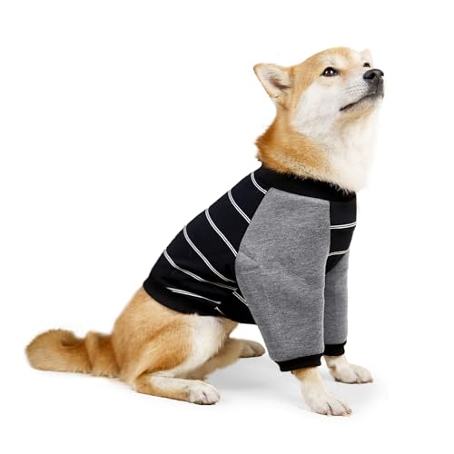 HDKUW Hundeellbogenschutz-Shirt, Hundebein-Genesungsanzug zur Verhinderung von Lecken von Wunden, Hundeshirt mit Mesh-Pad für kleine, mittelgroße und große Hunde, schwarz, Größe L von HDKUW