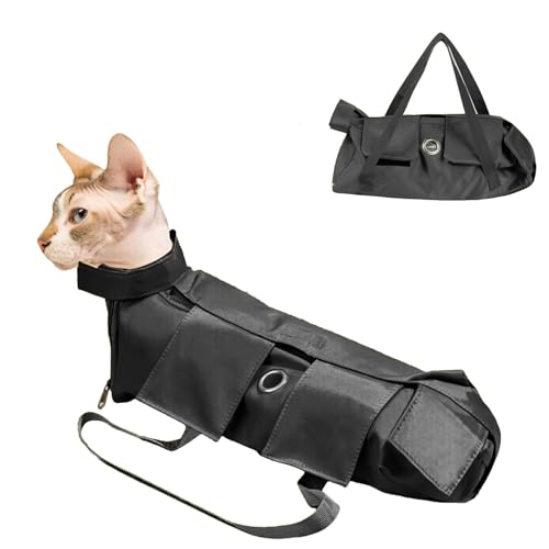 HDKUW Katzenpflegetasche, faltbare Reisetasche für Katzen, Anti-Bissschutz, kratzfeste Katzenpflege, Haustier-Tragetasche für Augentropfen, Ohrenreiniger, Nägel zum Schneiden von Nägeln (Schwarz, S) HDKUW Katzenpflegetasche, faltbare Reisetasche für Katzen, Anti-Bissschutz, kratzfeste Katzenpflege, Haustier-Tragetasche für Augentropfen, Ohrenreiniger, Nägel zum Schneiden von Nägeln (Schwarz, S) von HDKUW