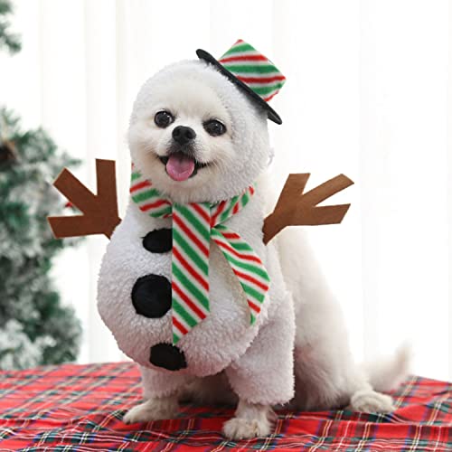 HDKUW Schneemann-Kostüm für kleine Hunde, lustiges Cosplay-Schneemannhut für Welpen, kleine Hunde, perfekt für Weihnachtsfeiern für Katzen, Welpen, kleine Hunde, Größe L von HDKUW