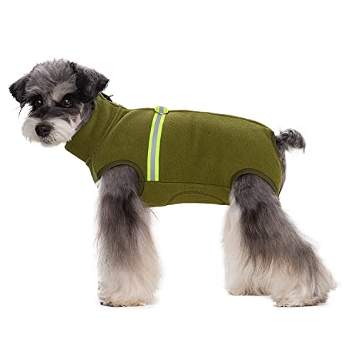 HDKUW Kleine Hundejacke, warmer Hundepullover mit D-Ring, Kaltwettermantel für Welpen, kleine Hunde, Grün, Größe L von HDKUW